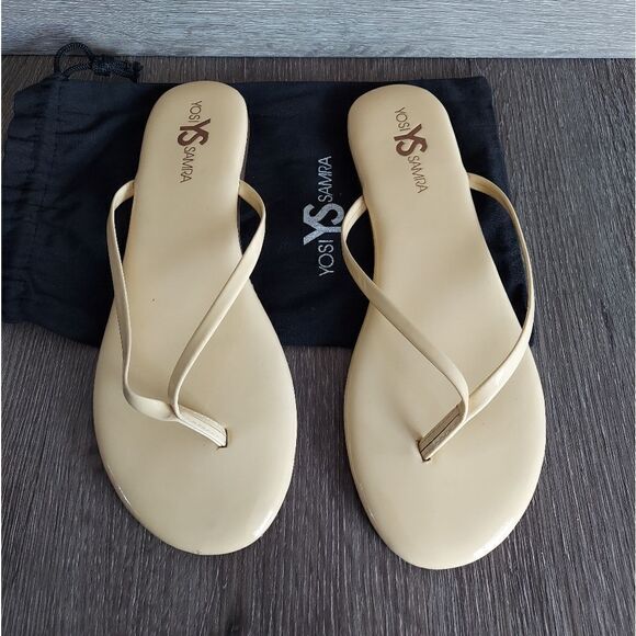 Yosi Samra Nude Patent Leather Flip Flop Sandal Size 10 - Picture 1 of 6